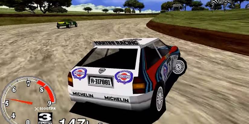 a car drifting in sega rally championship