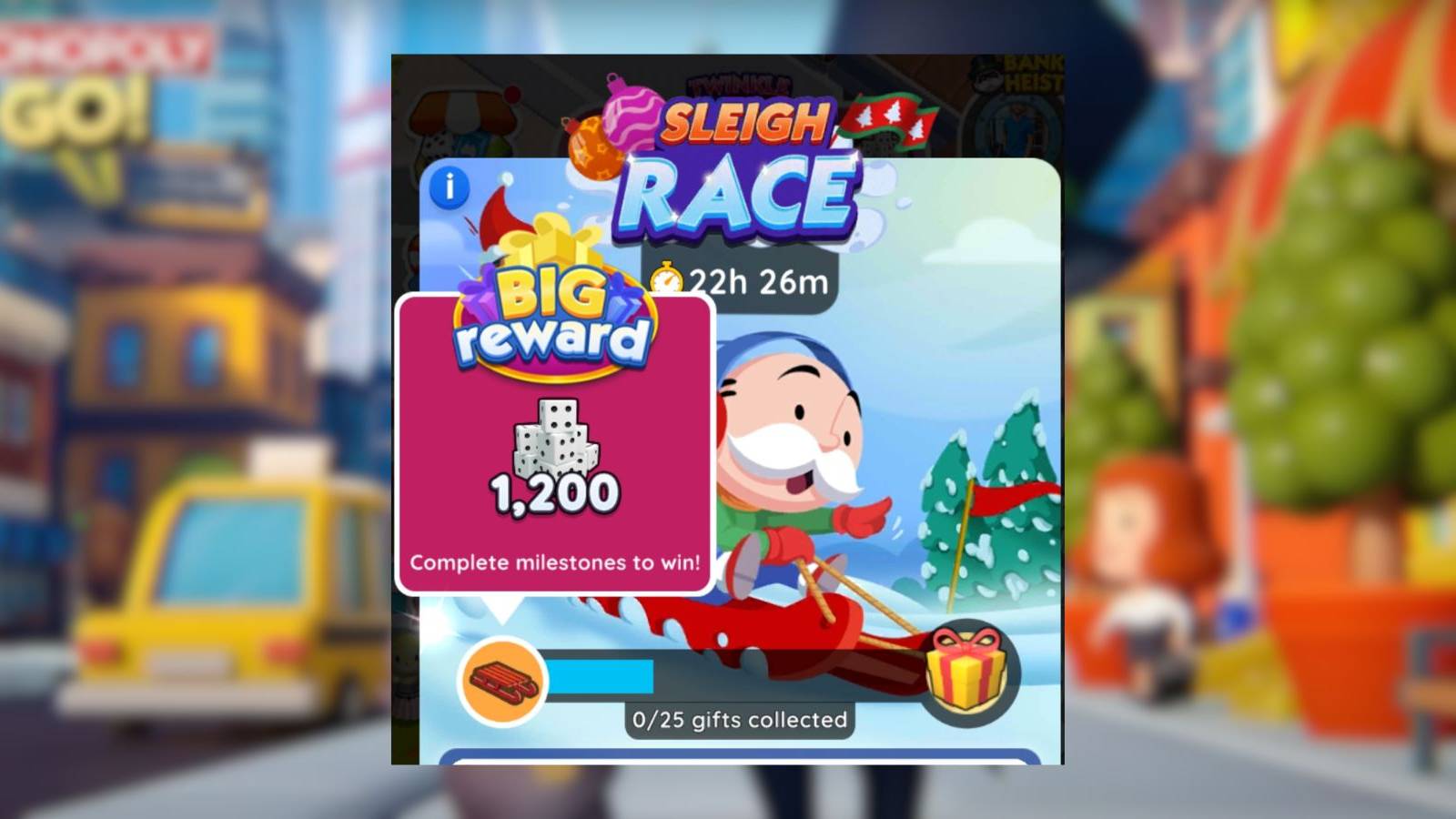 monopoly go sleigh race rewards