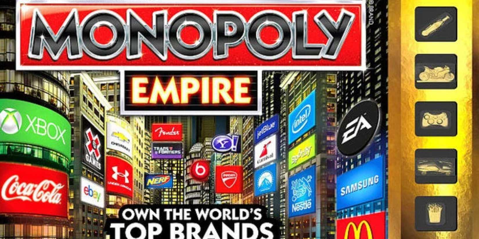 Monopoly Empire box with times square style billboards
