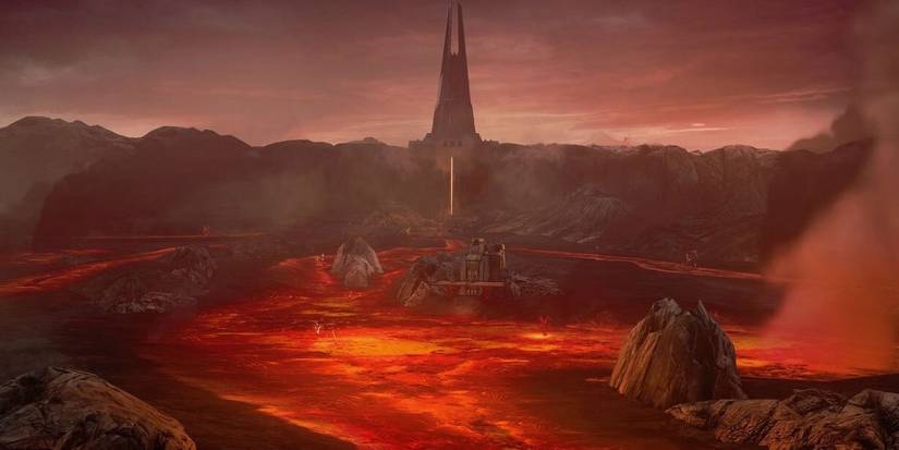 mustafar and Vaders castle in the background