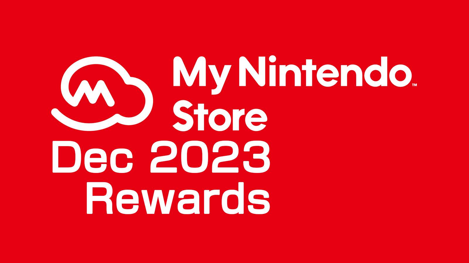 My Nintendo Store December 2023 rewards tagline on red background