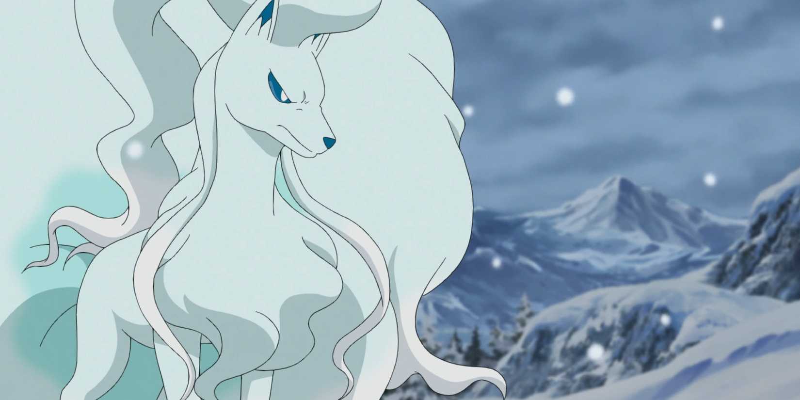 Alolan Ninetales in a snowy mountain