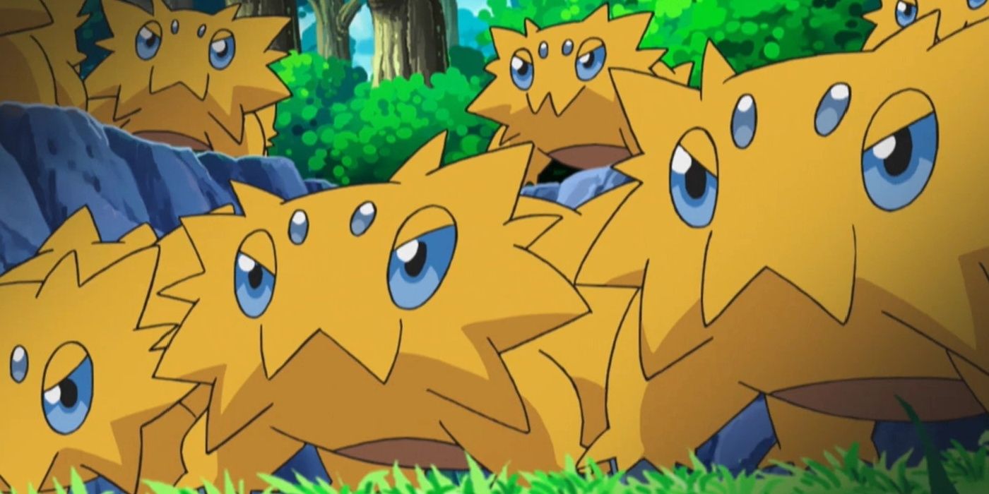 Numerous Joltiks in the Pokemon TV show looking angry
