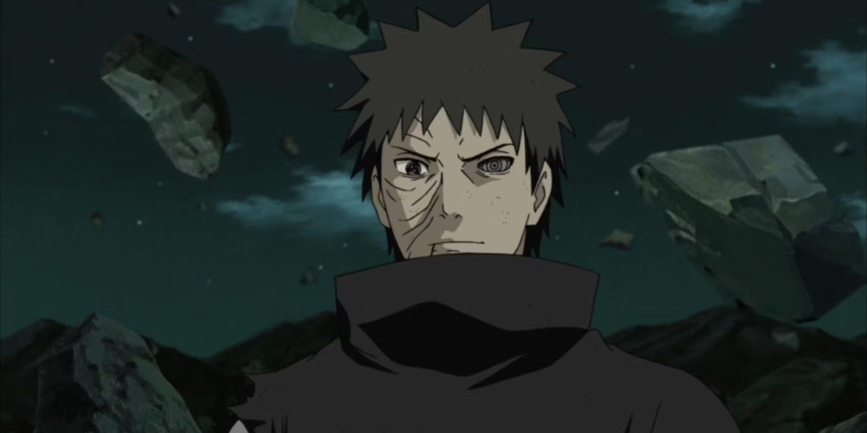 Obito smirking as he attacks the Allied Shinobi forces