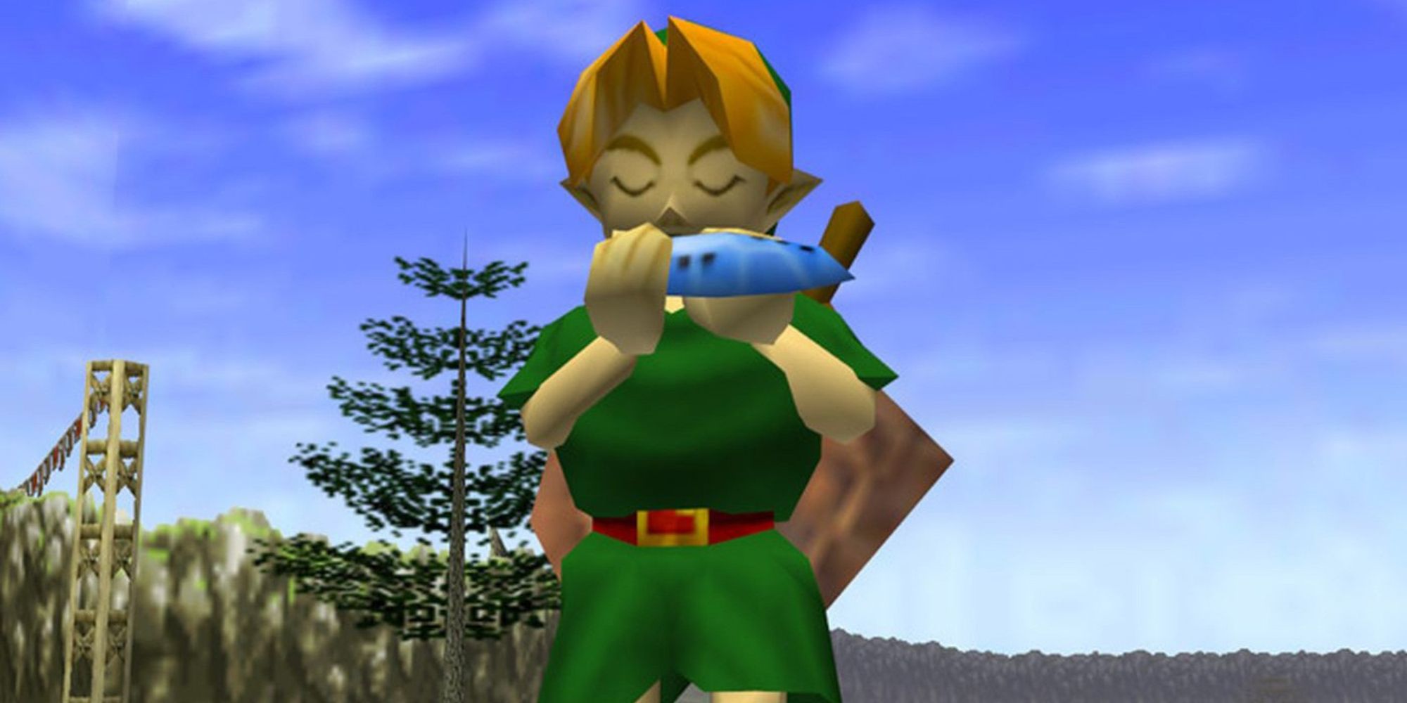 Young Link playing the ocarina