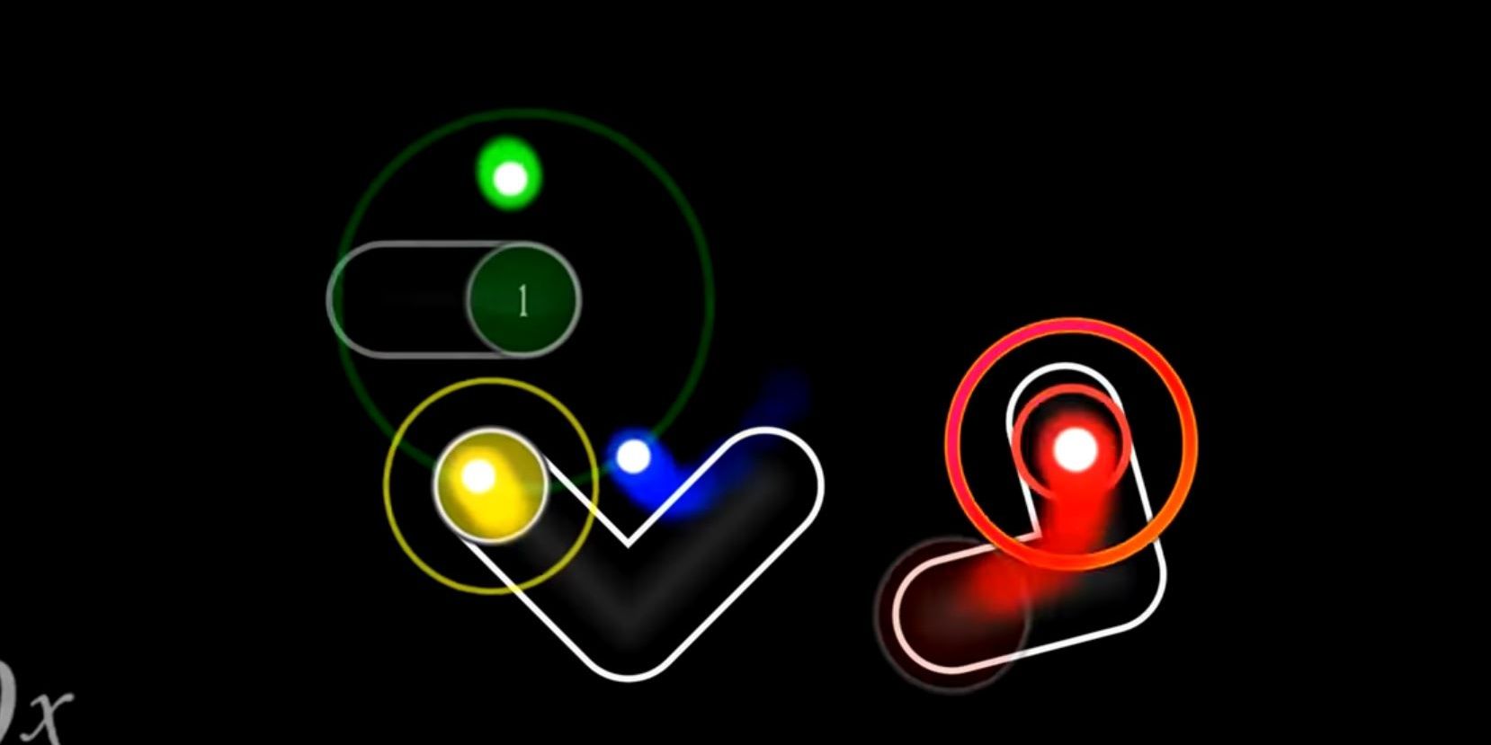 Osu!  Marque nós cooperativos vermelhos, verdes, azuis e amarelos para 4 jogadores na tela
