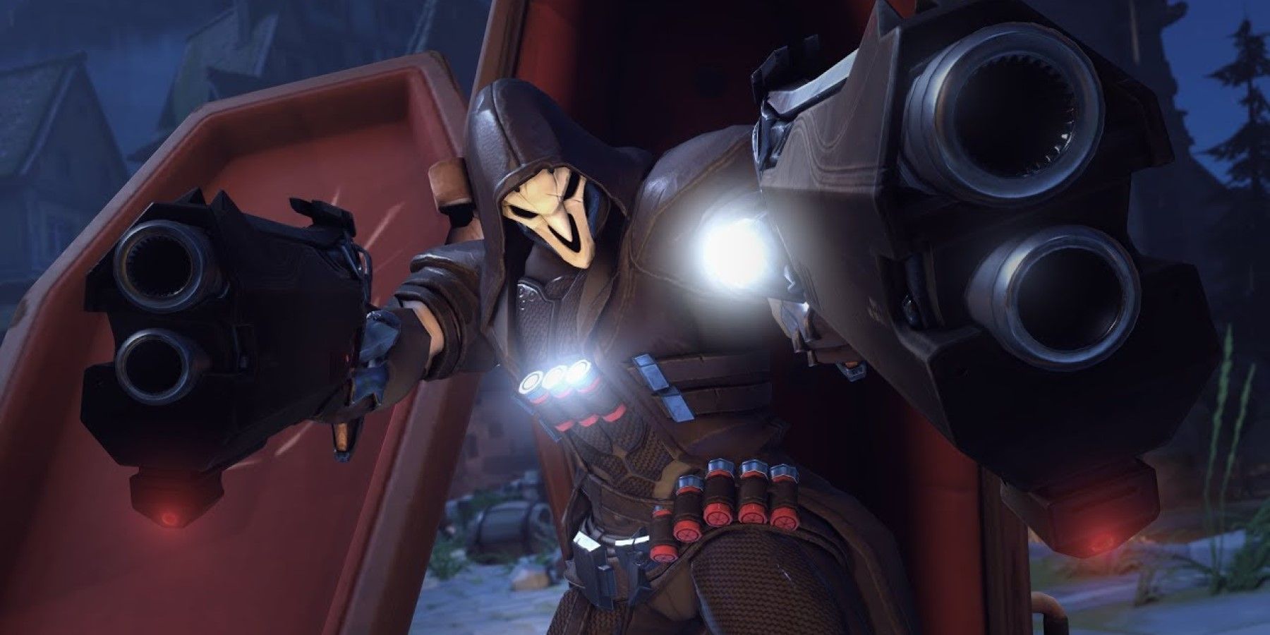 reaper blasting out of his coffin in a highlight intro from Overwatch 2