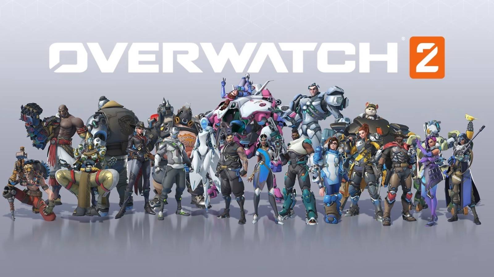 heroes of overwatch 2 posing under the game's logo