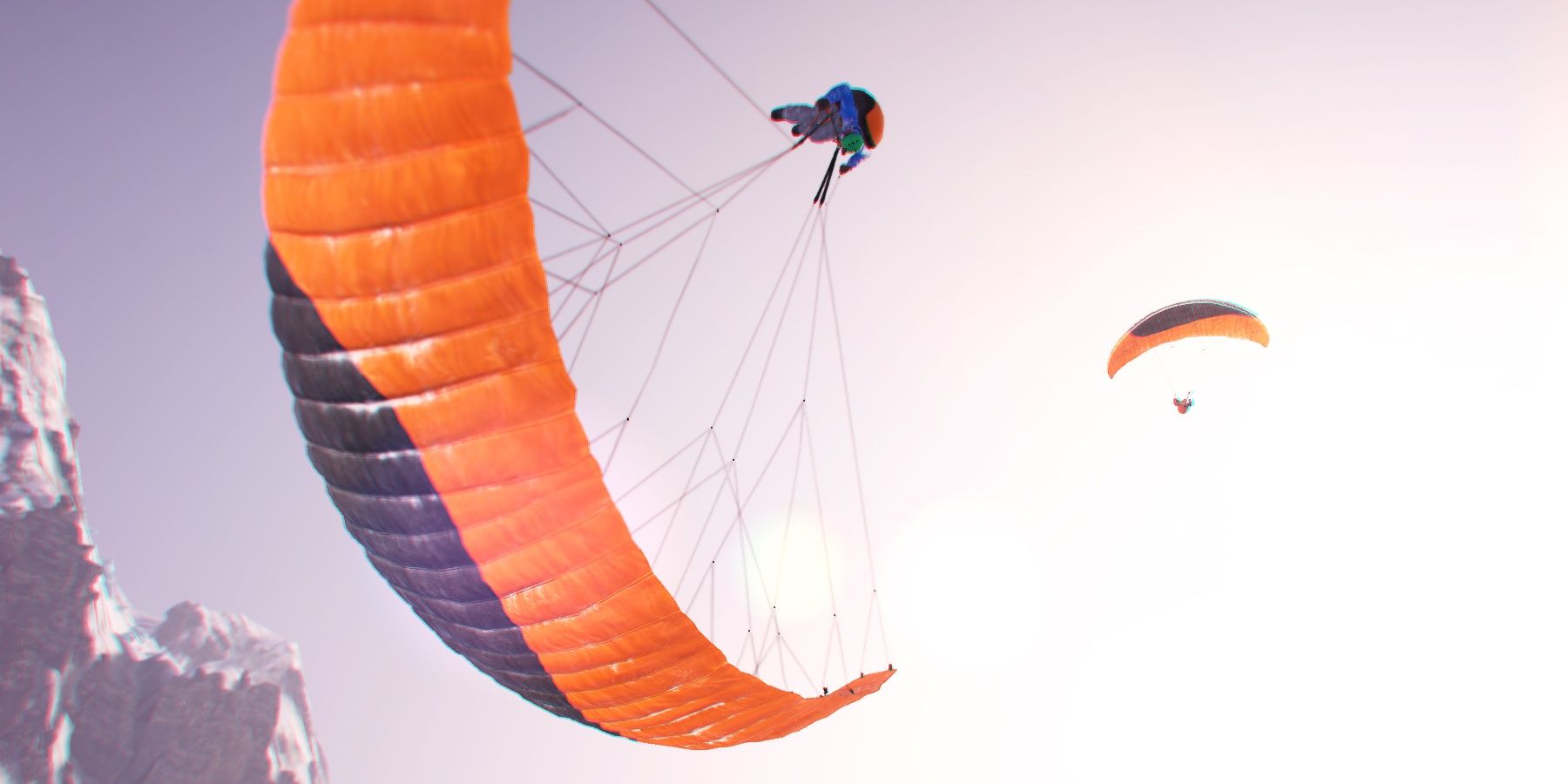 characters paragliding in Steep