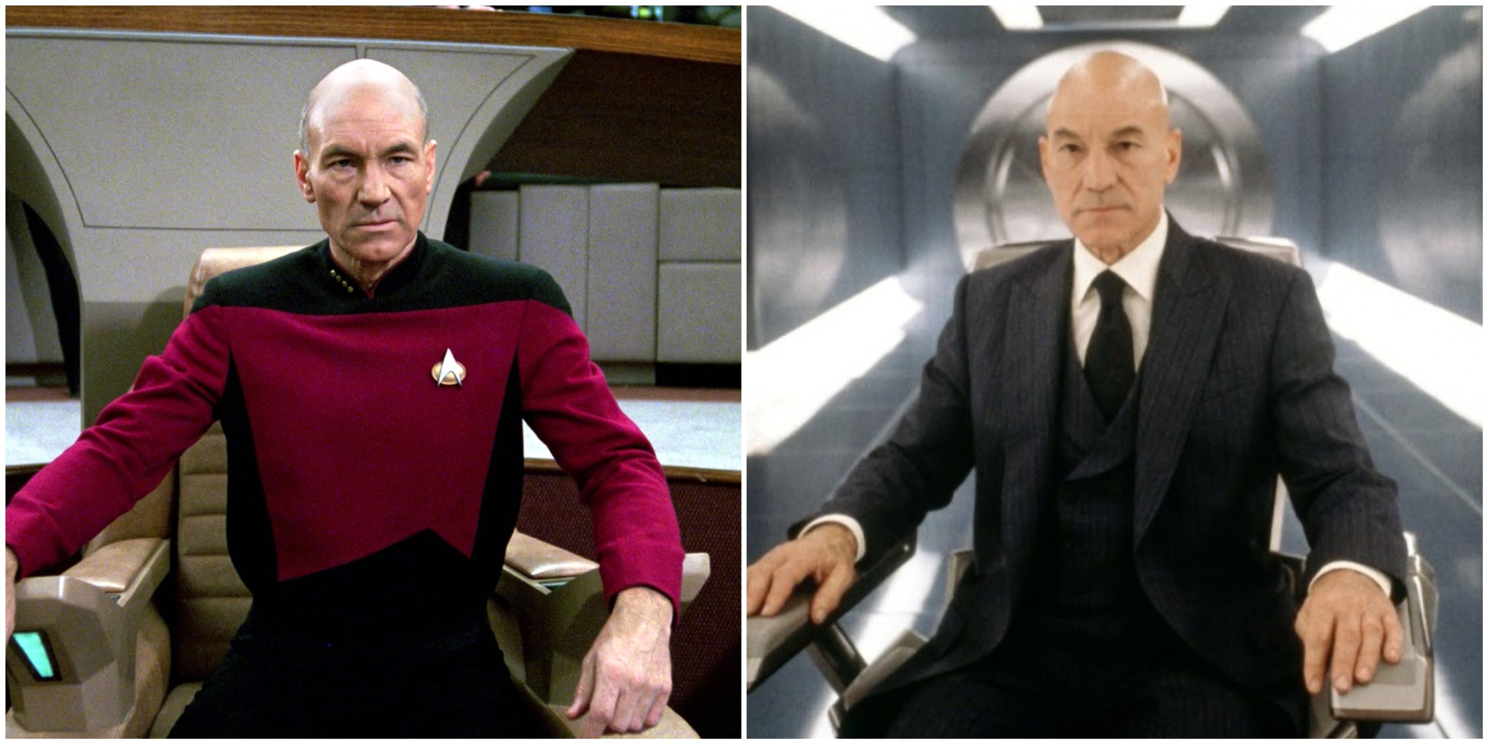 Patrick Stewart in Star Trek: The Next Generation and X2: X-Men United