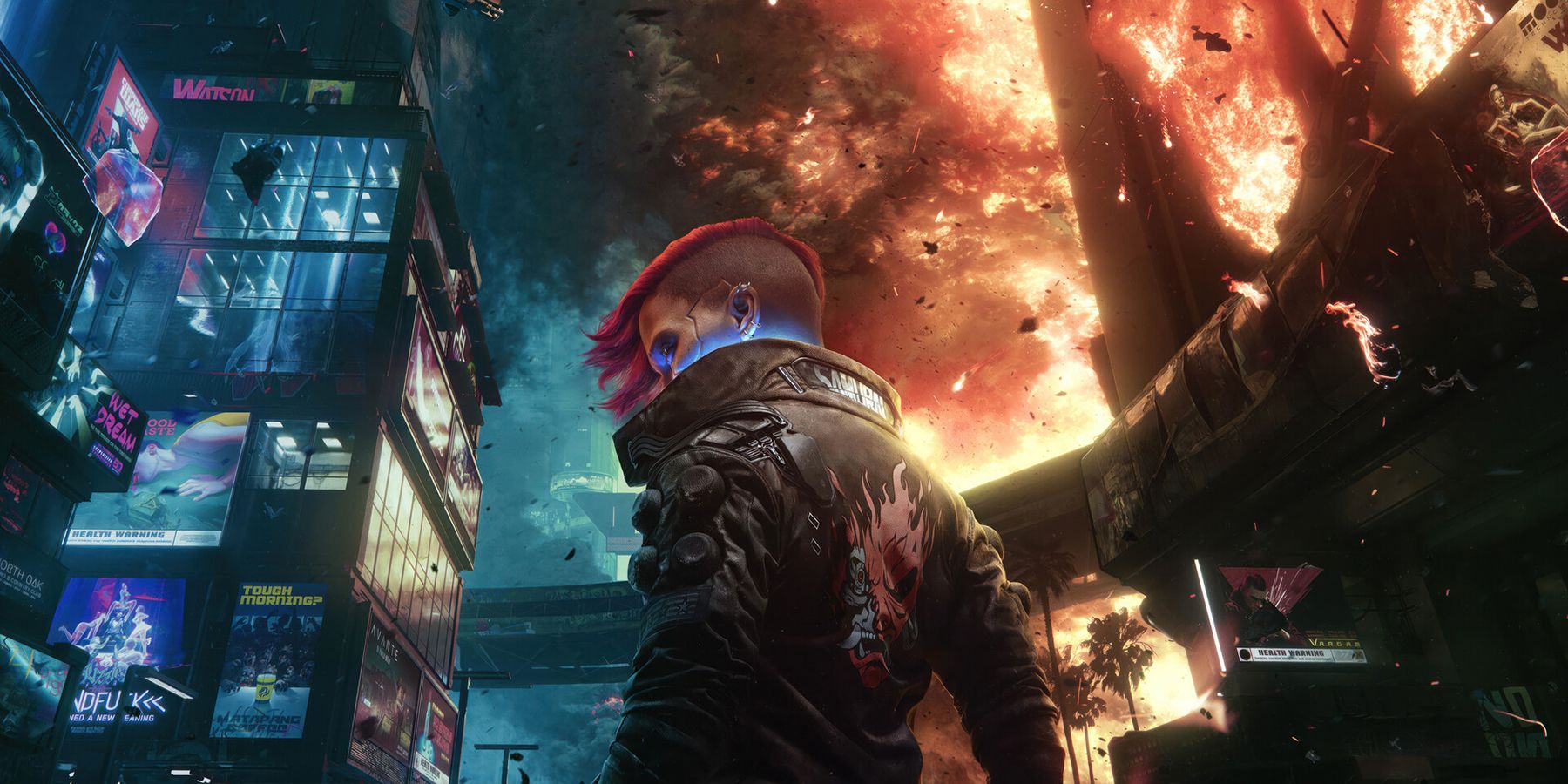 Player character with the samurai jacket in Cyberpunk 2077
