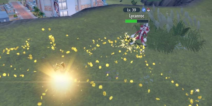 Pokemon Move Make It Rain vibrant sparlke effect Lycanroc