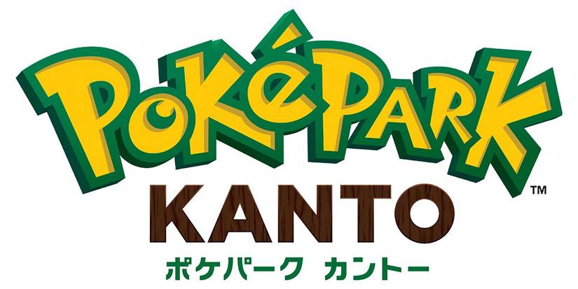 A yellow and green logo for the upcoming PokePark KANTO attraction against a white background.