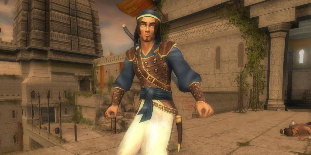 The Prince after defeating an enemiy, as seen in Prince of Persia: The Sands of Time for the PS2.2