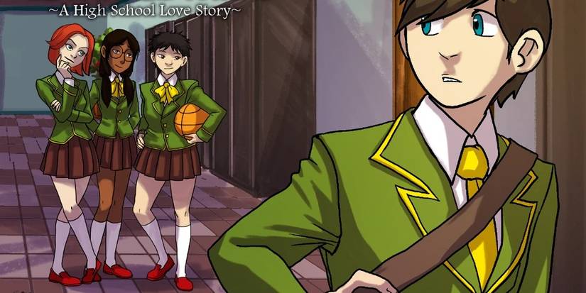 Neela, Brooke, and Maggie staring at Kyle Mason in the Prom Dreams official logo