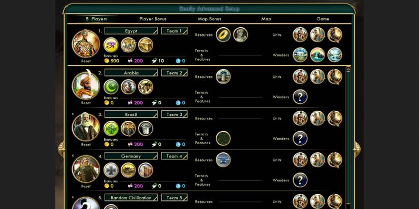 Really Advanced Setup mod for Civilization 5