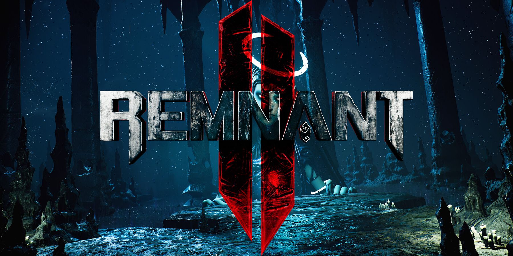 Remnant 2 blue monster behind game logo