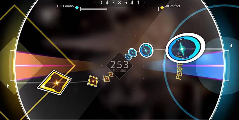 Rotaeno mobile game vibrant psychadelic shapes