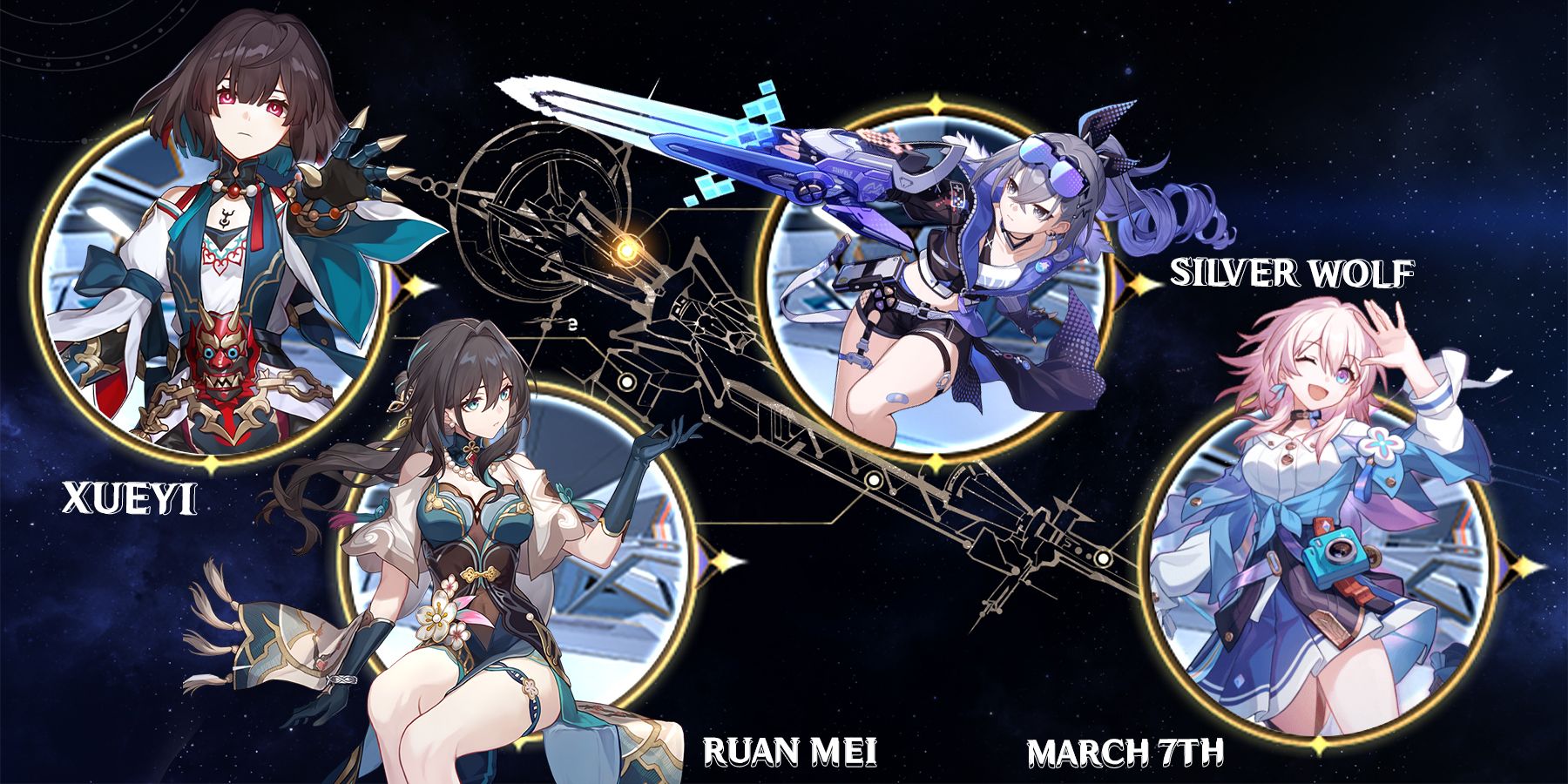 ruan mei-silver wolf-march 7th-and xueyi team composition in honkai star rail