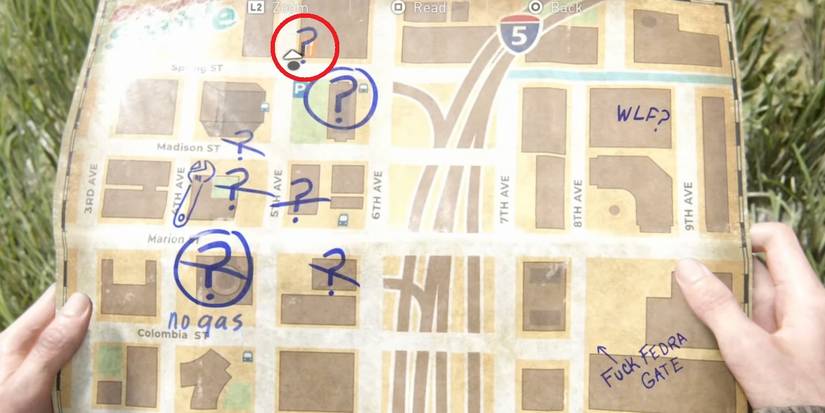 Ruston Coffee location on a map in The Last Of Us 2