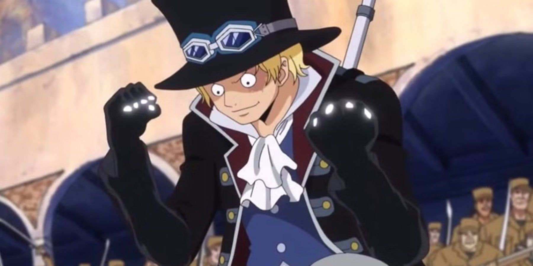Sabo Infusing his hands with Armament Haki so he can fight soldiers in One Piece