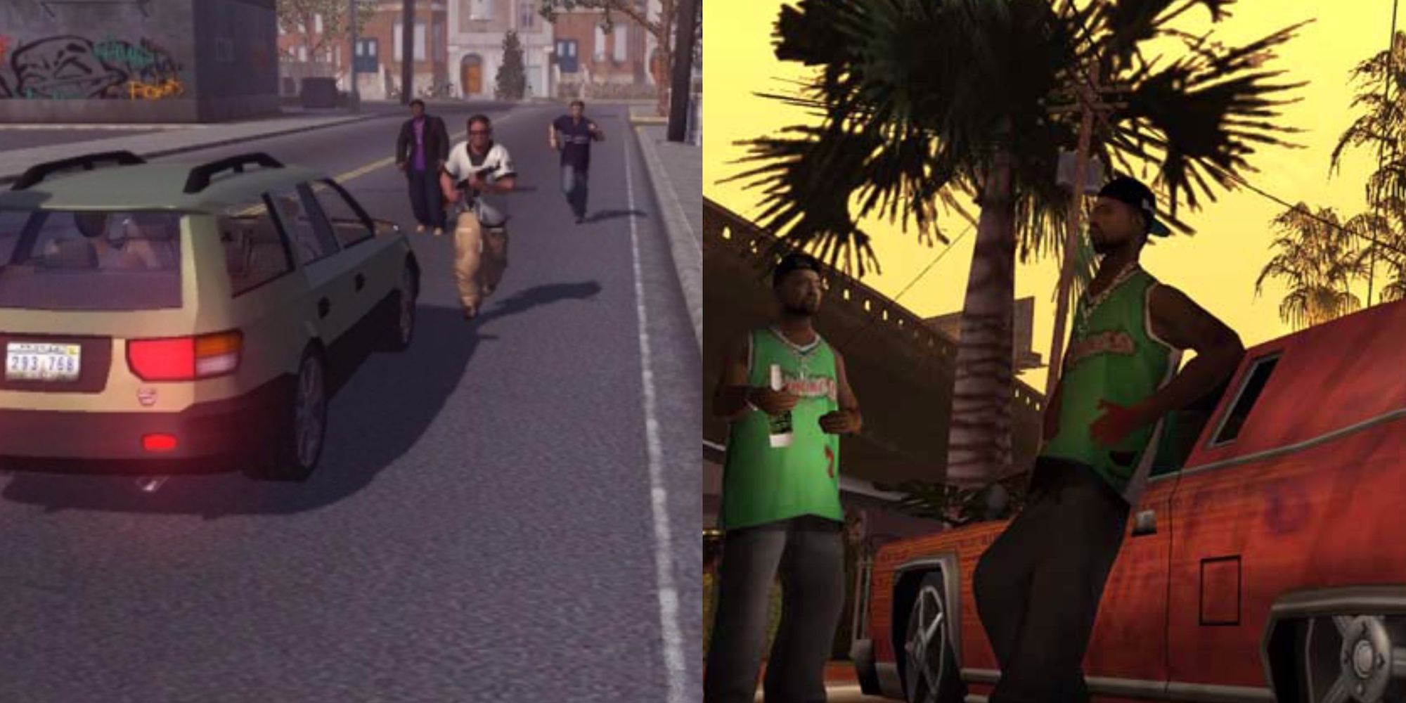 Saints Row On the left, San Andreas on the right