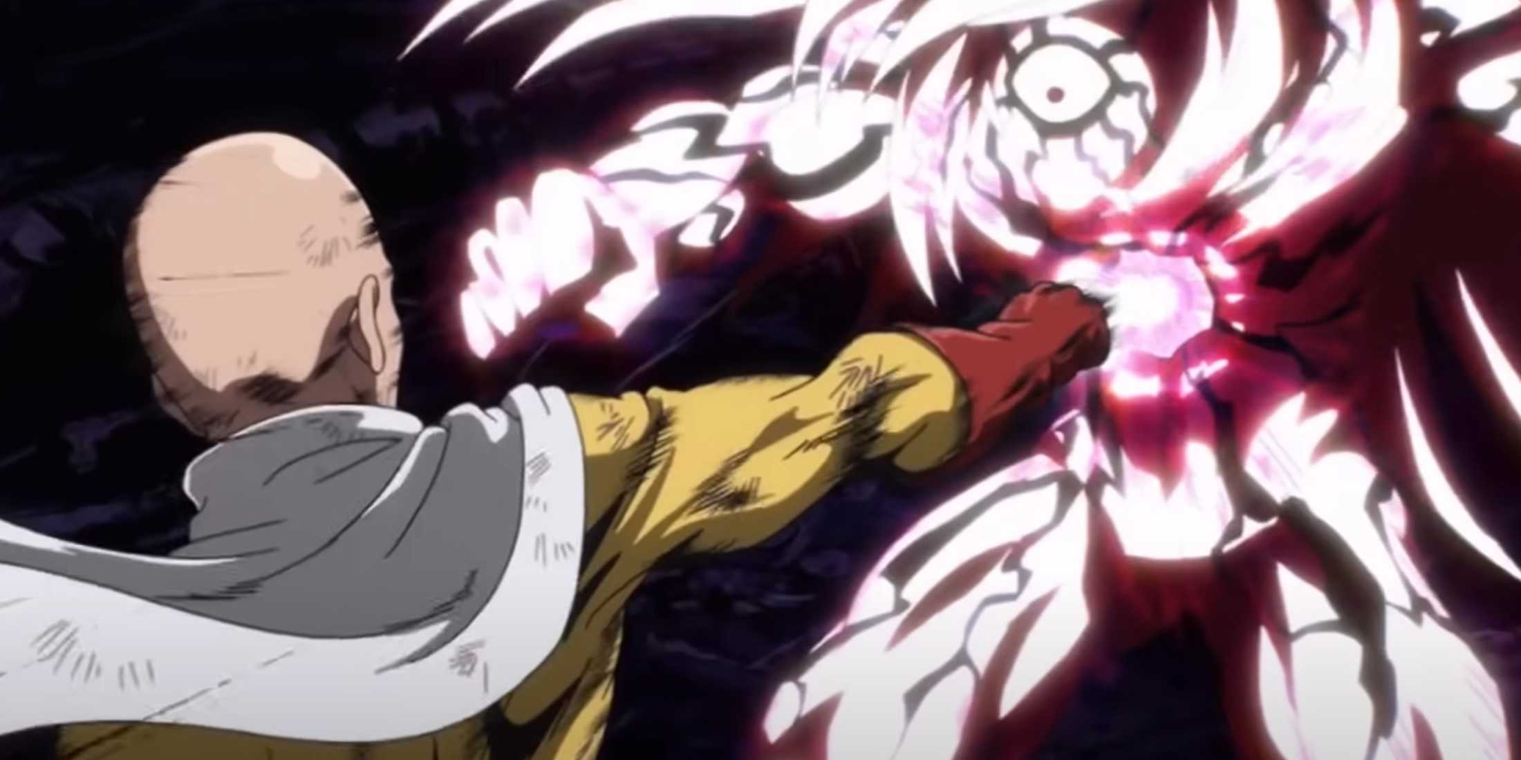 Saitama punches Boros in the chest in One Punch Man