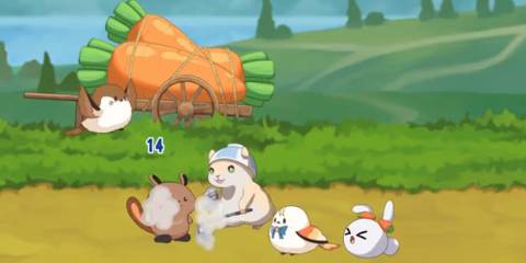 A knight attacking a squirrel in HoloParade