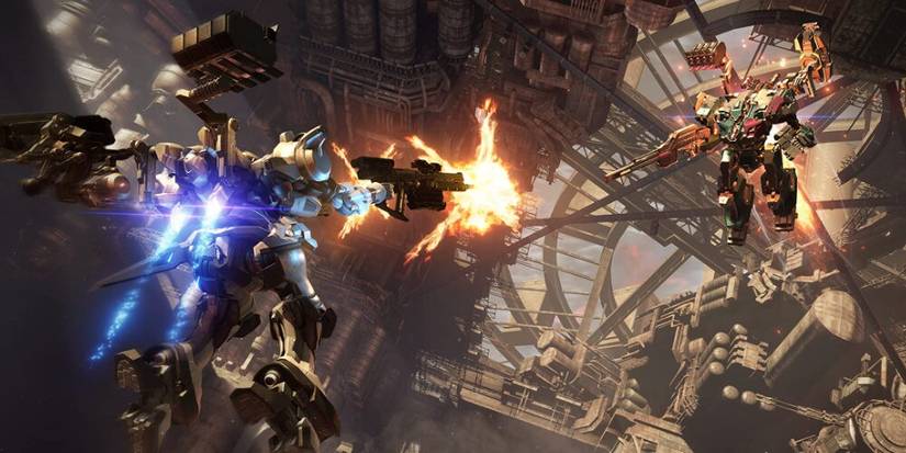 Armored Core 6: Fires Of Rubicon - Two Mechs Fighting In Mid-Air