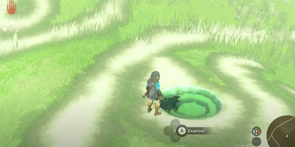 Link standing next to a memory portal 