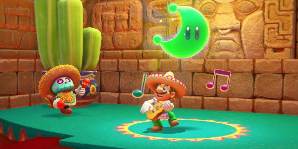 Mario playing a guitar in a sombrero 