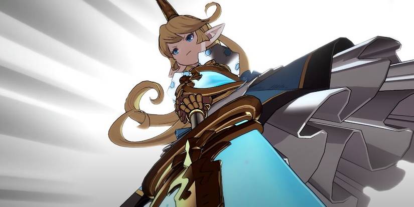 Charlotta standing with her sword