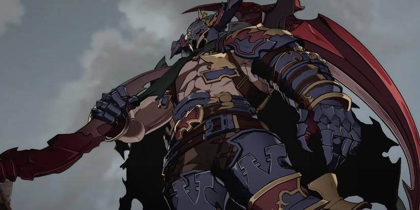 Vaseraga holding his scythe over his shoulder 