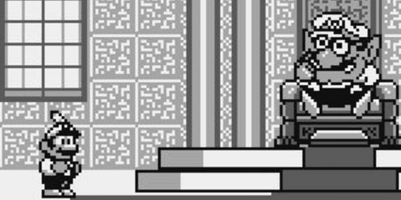 Wario sitting in Mario's throne 
