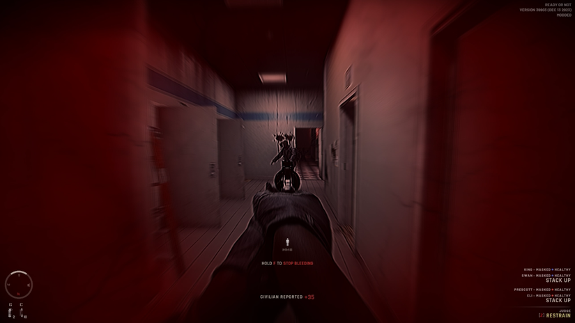 Firing at an armed suspect in Ready or Not