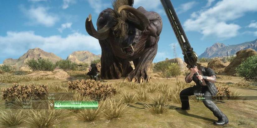 Gladiolus readying his weapon against a giant beast 