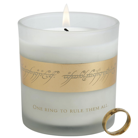 A glass Lord of the Rings candle