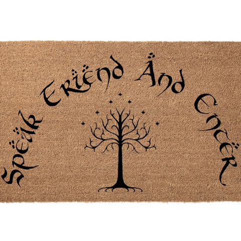 A Lord of the Rings doormat with 