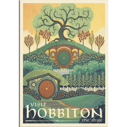 A Visit Hobbiton vintage travel poster
