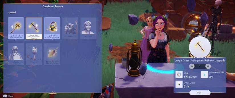 Crafting Large Glass Stalagmite Potion in Disney Dreamlight Valley
