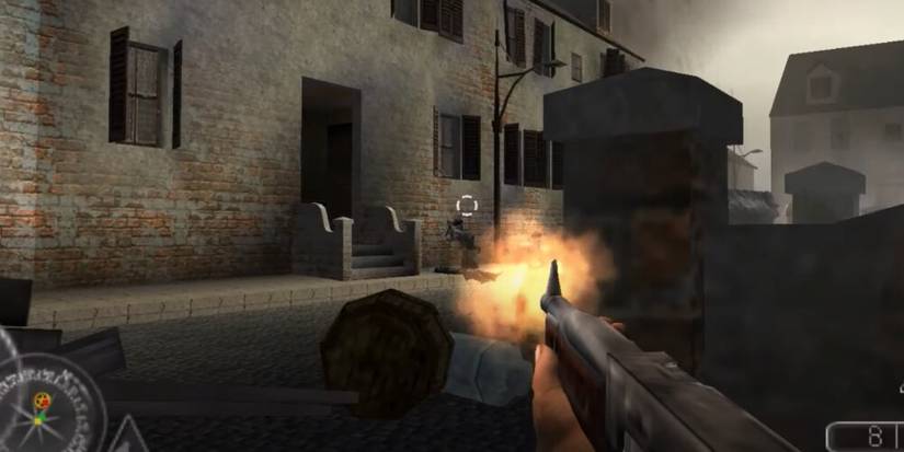 Player firing at an enemy from behind cover 