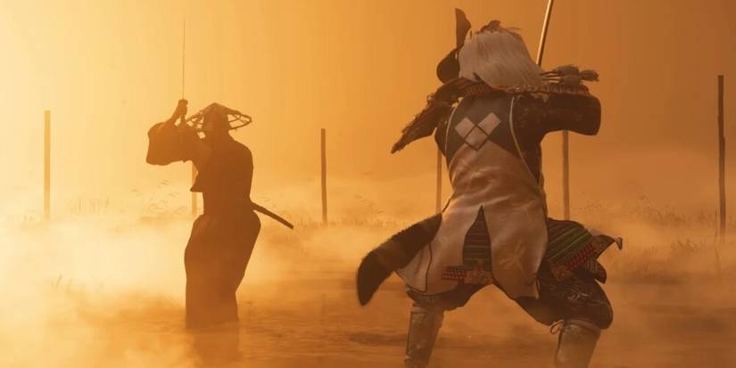 Jin Sakai in a duel with a ronin 