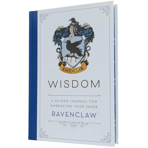 A hardcover book titled Wisdom: A Guided Journal for Embracing Your Inner Ravenclaw