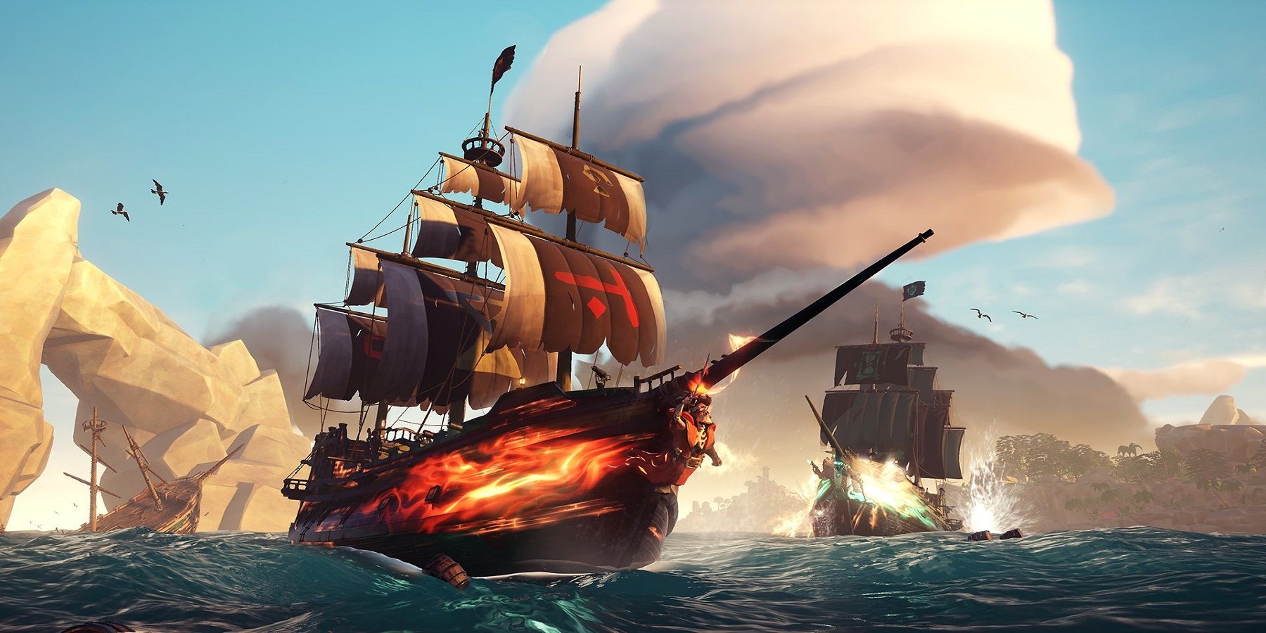 Ship battle in the sea of ​​thieves