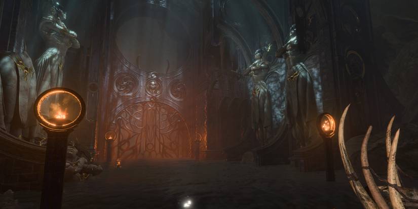 Sharran iconography in an abandoned temple in Baldur's Gate 3