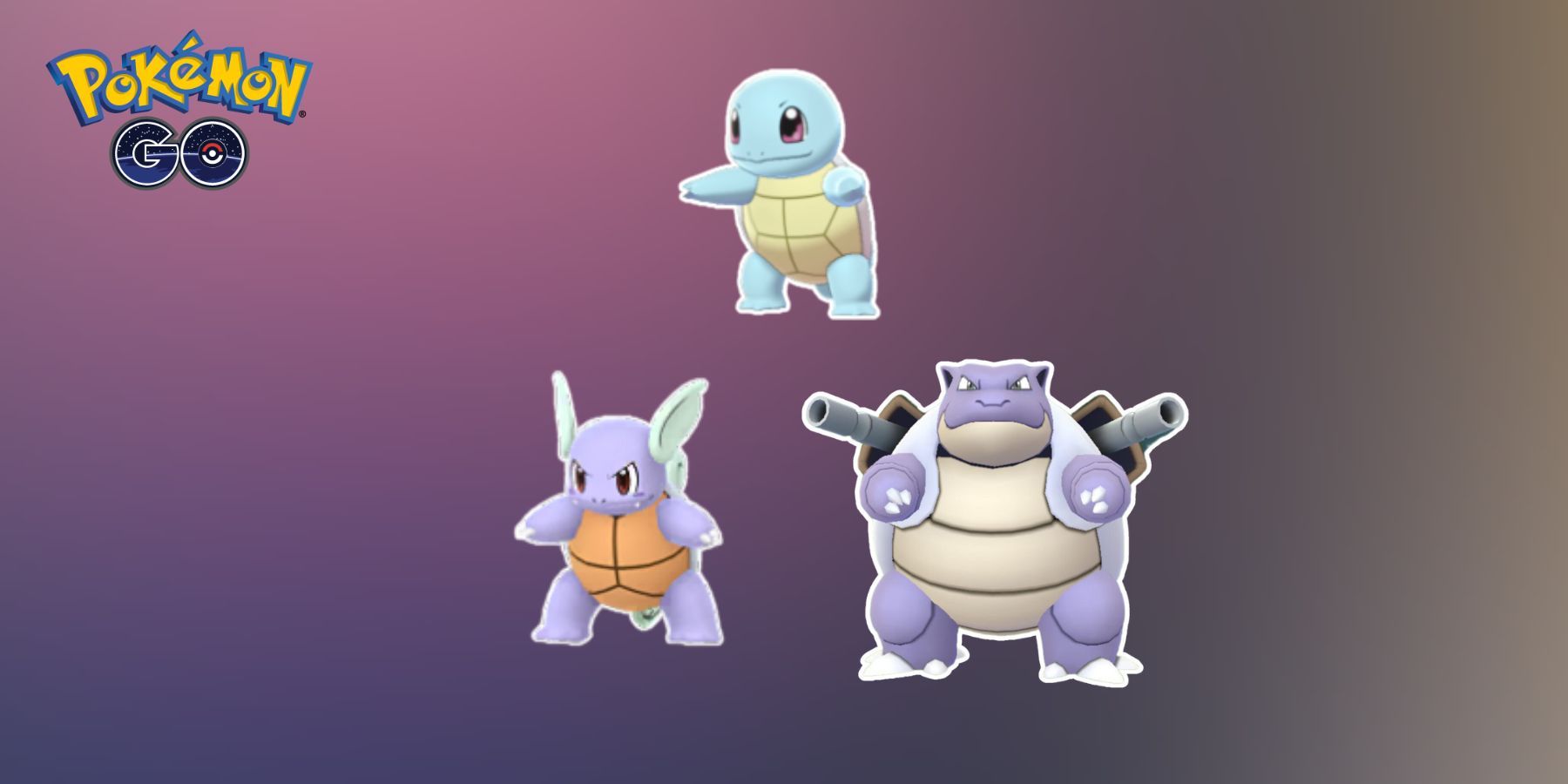 Shiny Squirtle, Shiny Wartortle e Shiny Blastoise em Pokémon GO