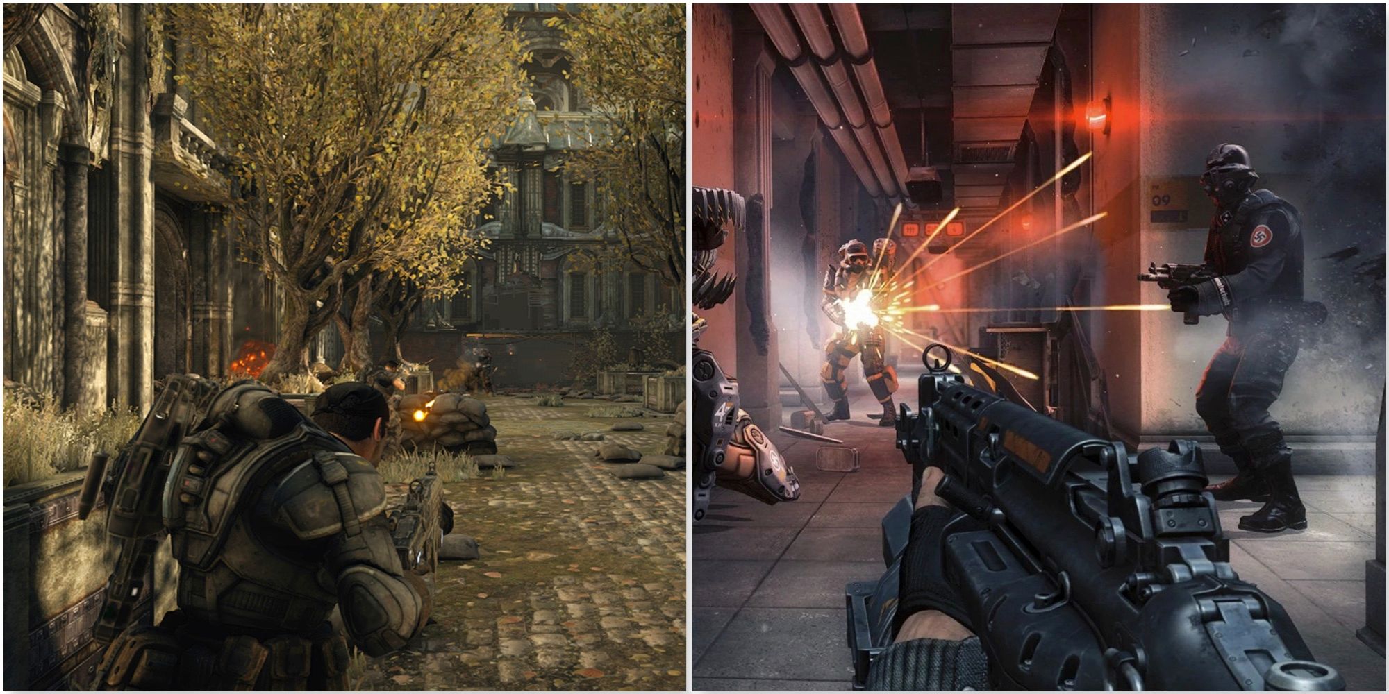 Shooting enemies in Gears Of War and Wolfenstein The New Order