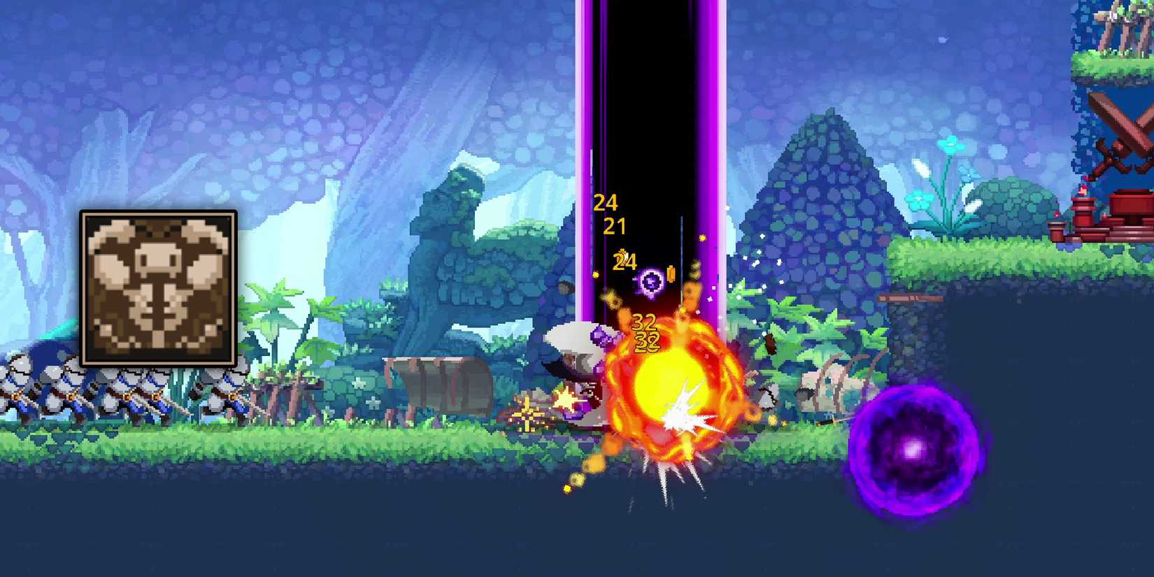 Skul the Hero Slayer - Destroying Enemies With Damage From Courage Inscription