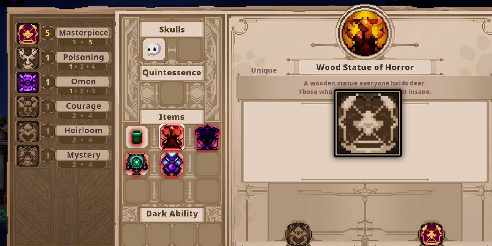 Skul the Hero Slayer - Example Of Glowing Effect Around Masterpiece Items