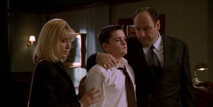 carmela, tony and aj at jackie jr's wake